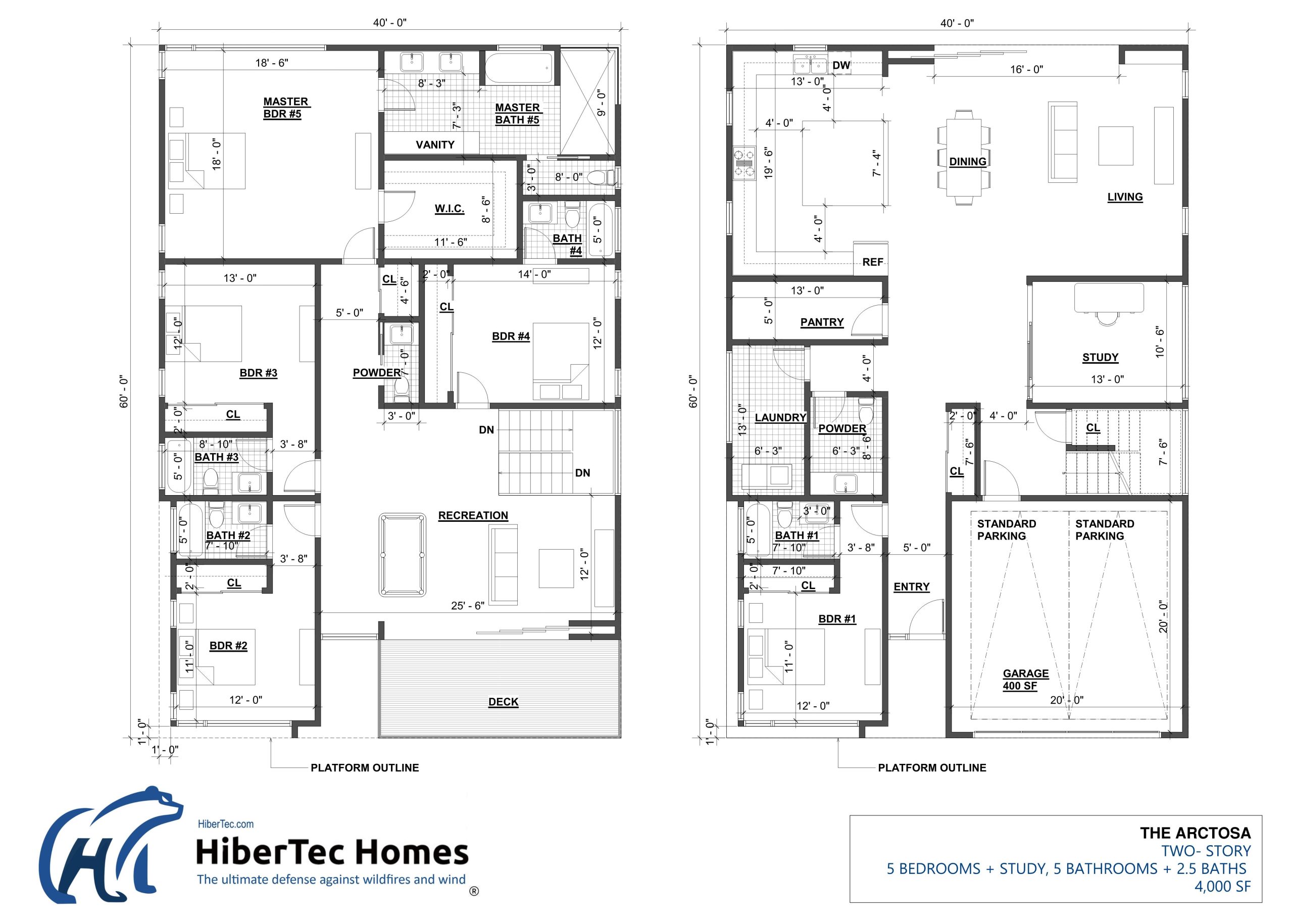 The Arctosa floor plan - Luxury Two-Story, 4,000 SF