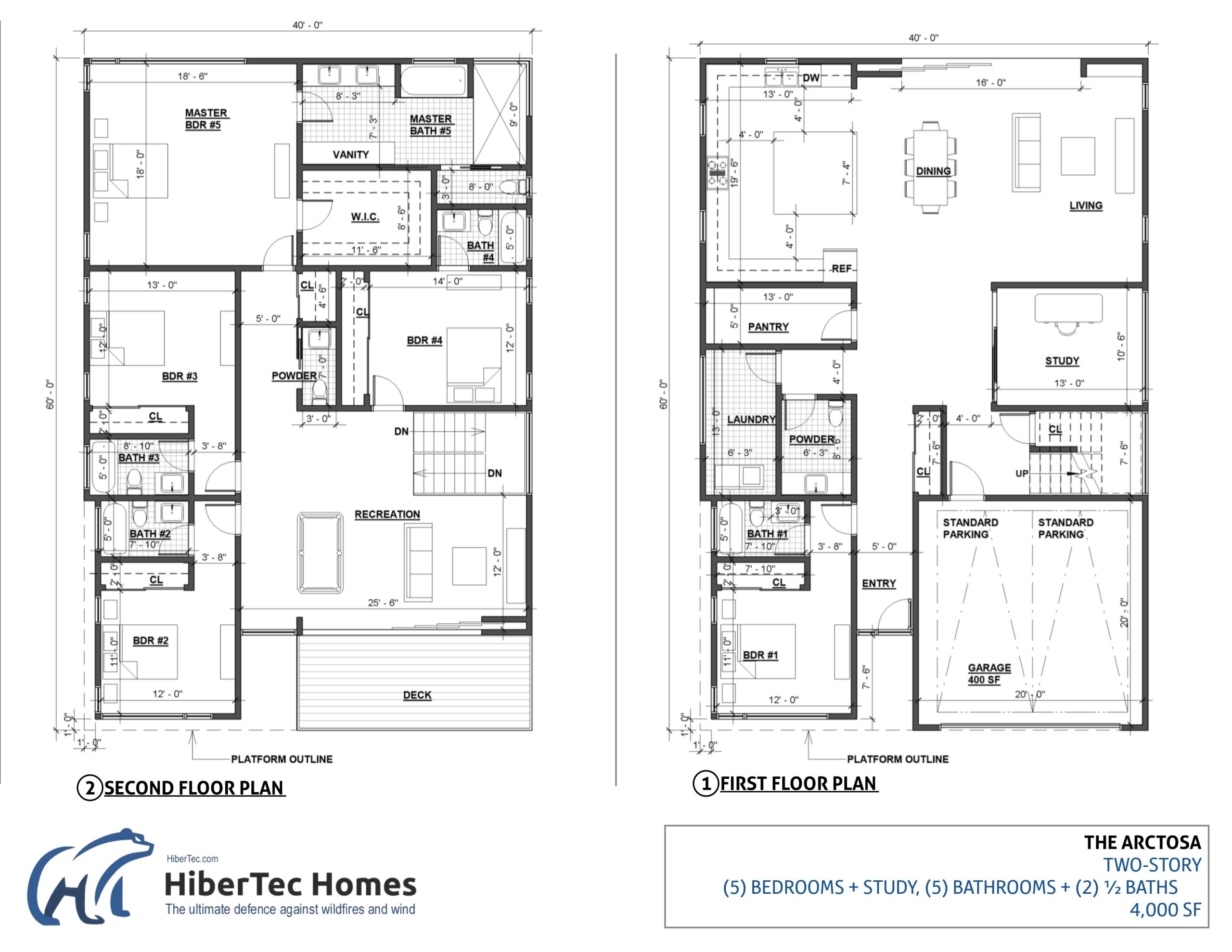 The Arctosa floor plan — Luxury Two-Story, 4,000 SF