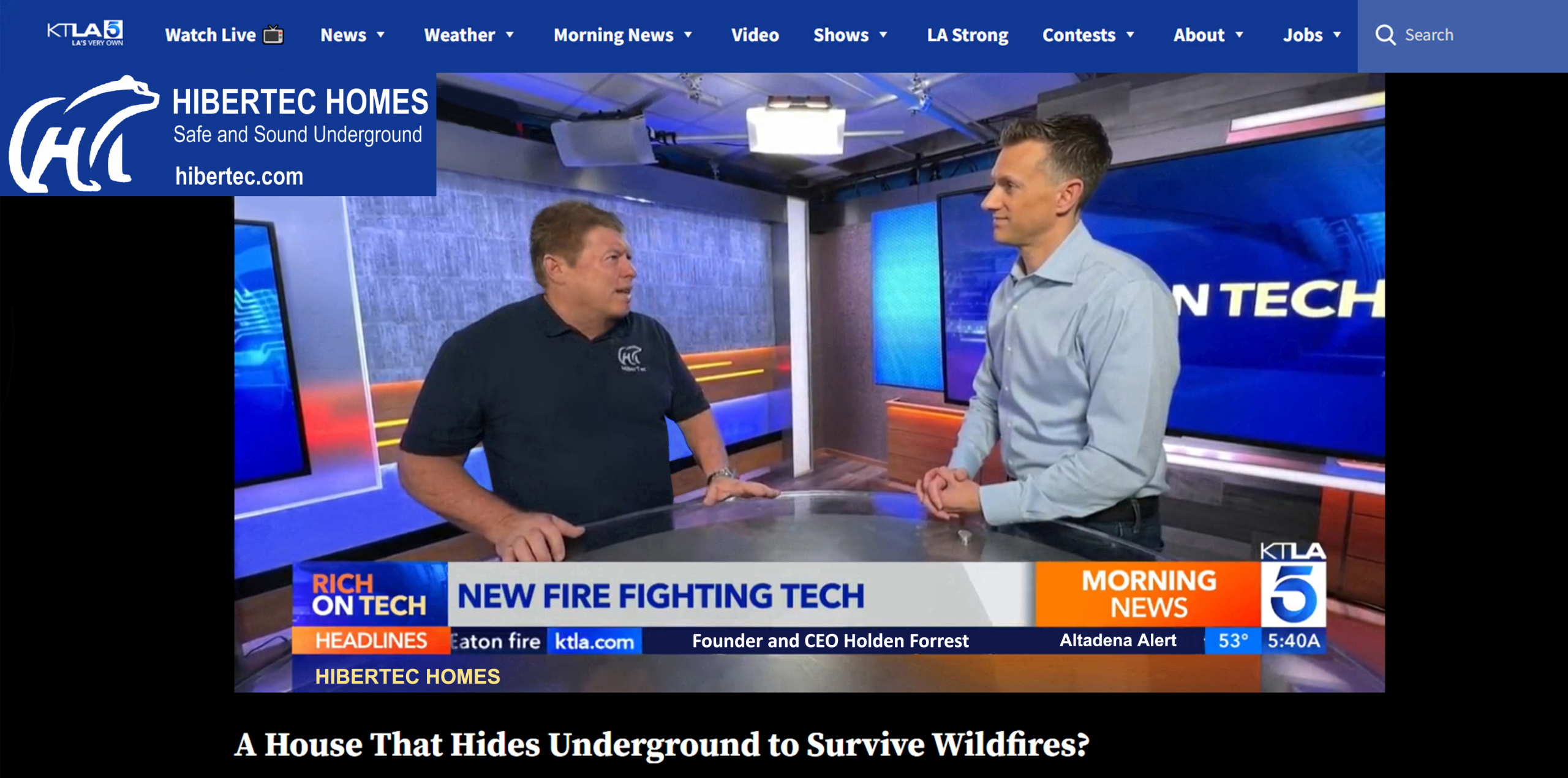 HiberTec founder Holden Forrest interviewed on KTLA Rich On Tech