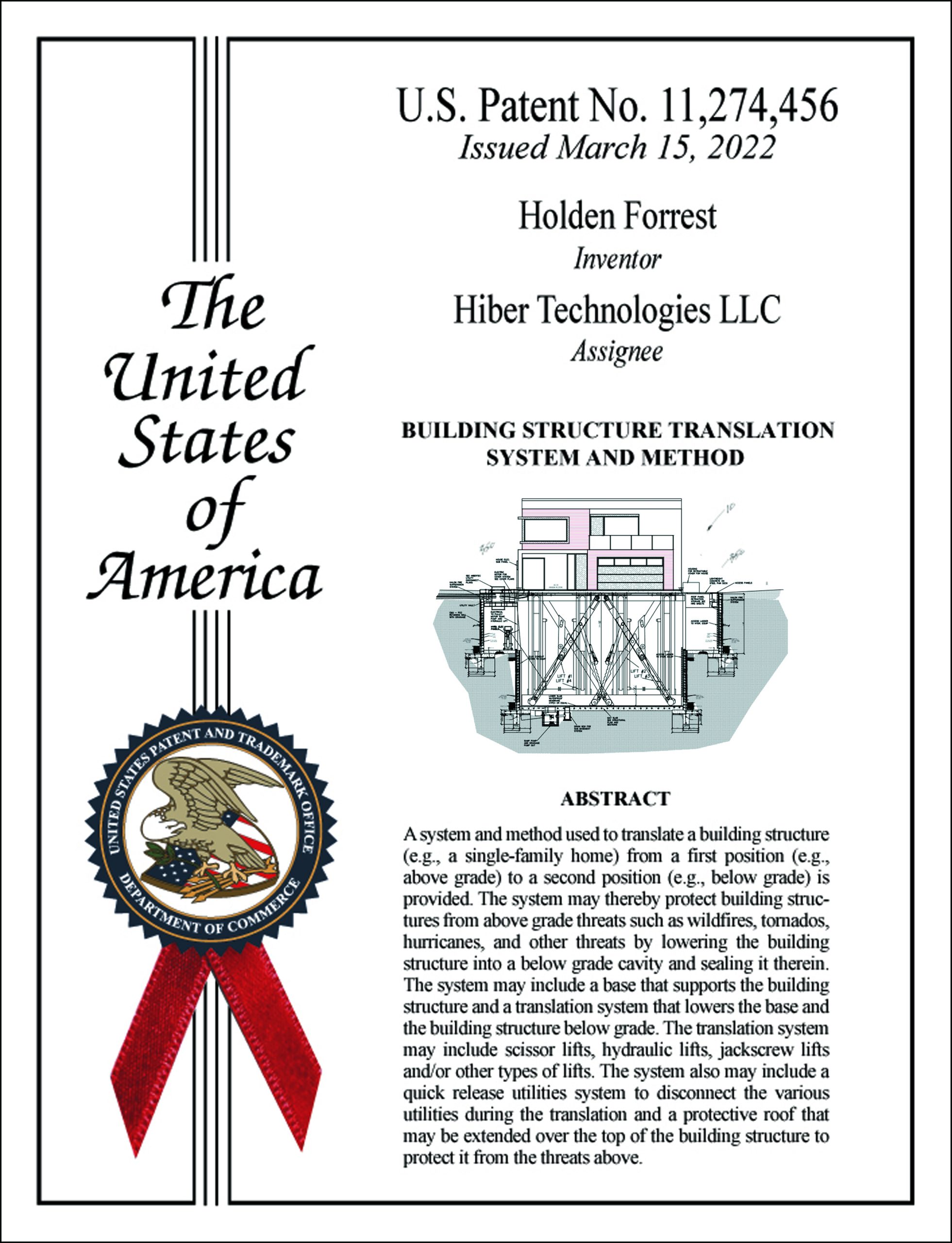 U.S. Patent No. 11,274,456 - Building Structure Translation System and Method