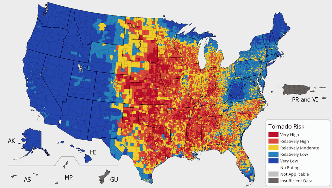 US Tornado Risk Map