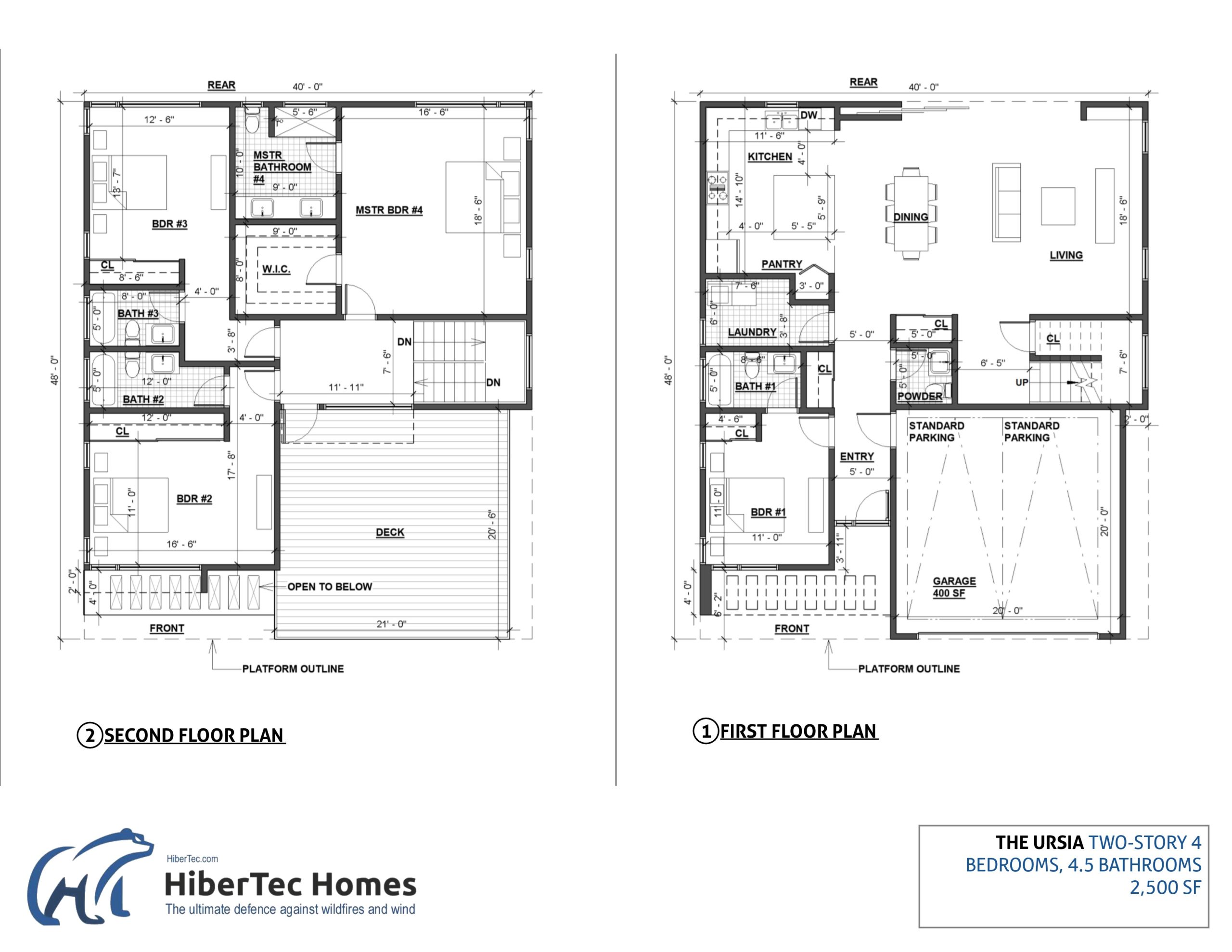 The Ursia floor plan — Two-Story, 2,500 SF
